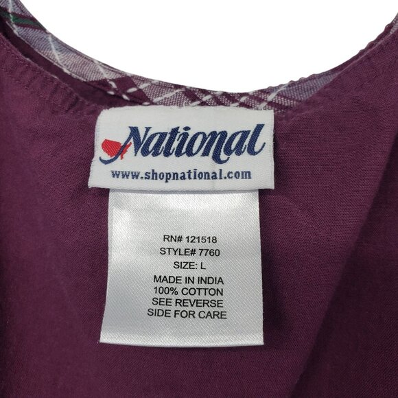 Vintage National Burgundy Plaid Embroidered Fall Leaf Dress Boho Teacher Outfit - Picture 2 of 12